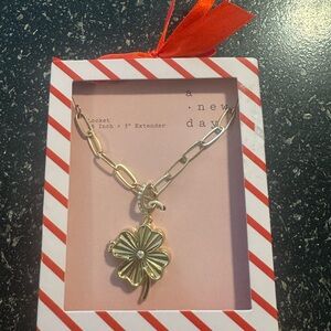 A New Day Gold Clover locket Necklace 18inch chain